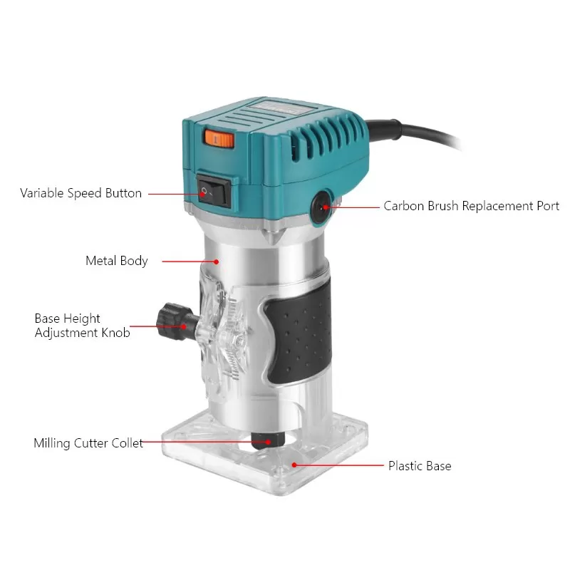 Cortero de madera con cordón de 800 W