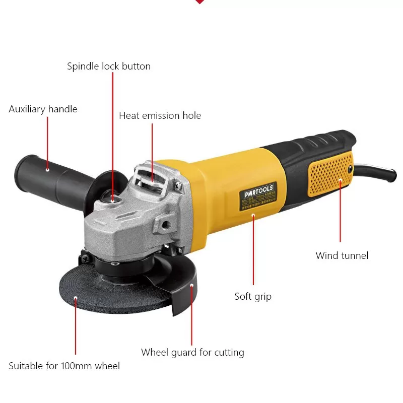 Grinder de ángulo con cable de 100 mm de 1100 W